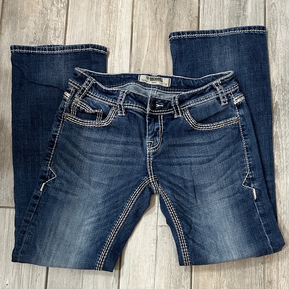 Modern Boot Cut Jeans in Deep Blue